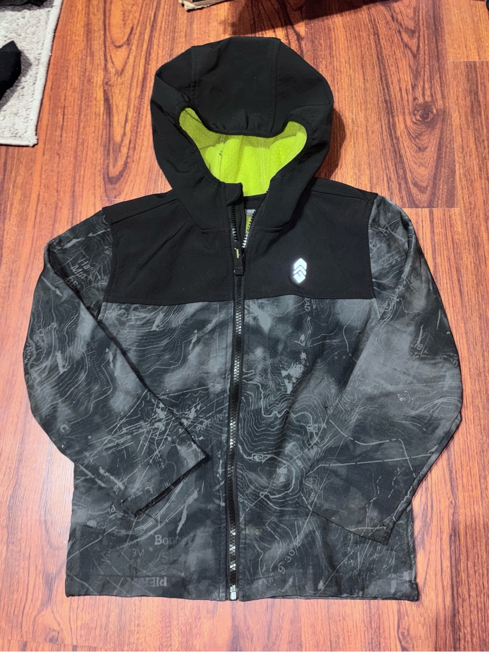 Free Country Black & Lime Green Hooded Softshell Jacket